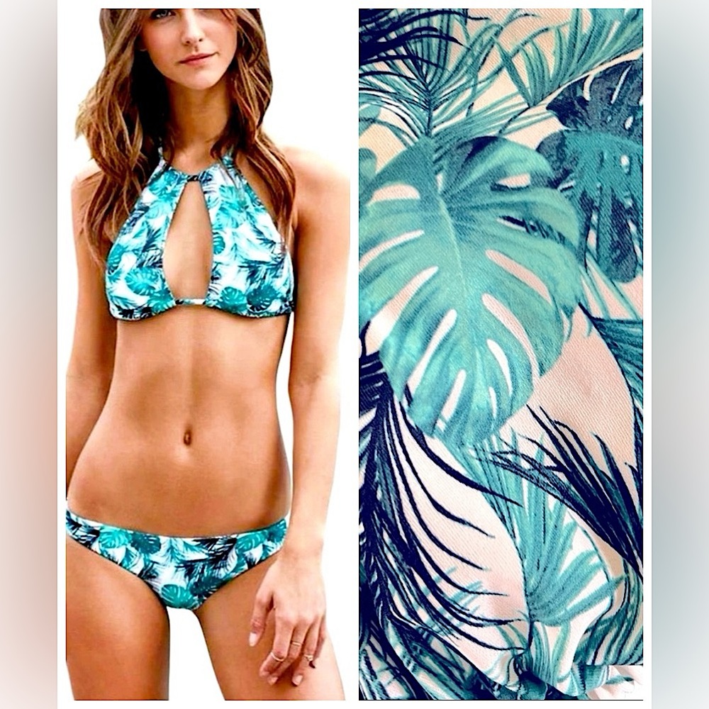 LA HEARTS Palm Leaf String Bikini Sz S